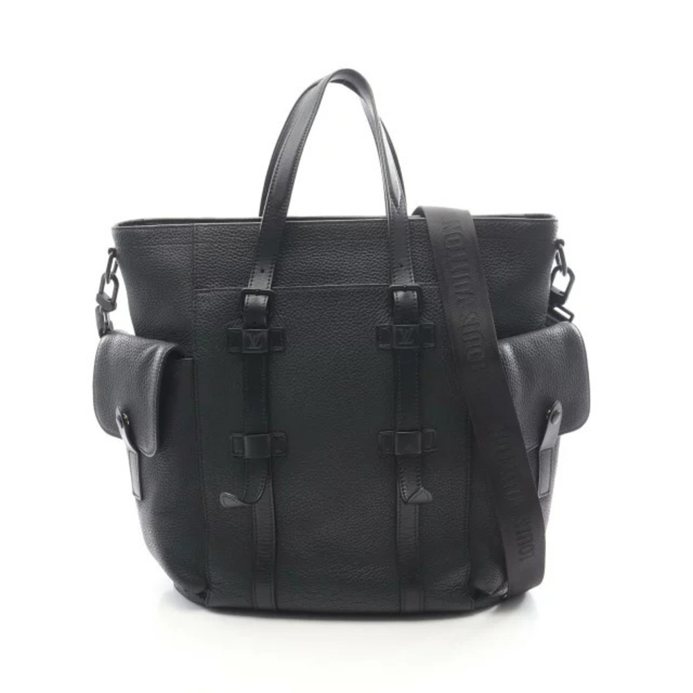 Louis Vuitton Christopher Tote Bag Leather Taurillon Black
